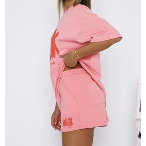 White Fox Shorts Pink Graphic